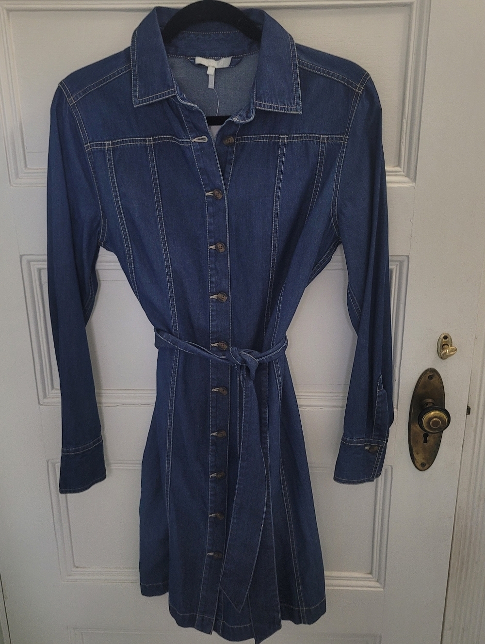 Hinson Wu Sabrina Denim Shirt Dress S Tencel Cotton Soft Lightweight Tie Waist - Picture 4 of 11